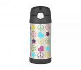 Kubek dla dzieci ze słomką Thermos FUNtainer 355 ml (stalowy/czarny) motyw free