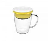 Kubek z zaparzaczem do kawy 350 ml PAO Duo Dripper (biało-żółty)