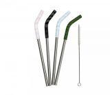 Słomki ze stali nierdzewnej MIZU komplet 4 szt STRAW SET (wielokolorowy)