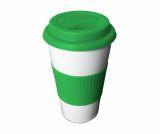 Kubek termiczny stalowy TUMBLER Coffee 460 ml TERMIO (biały/zielony)