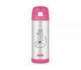 Kubek dla dzieci ze słomką Thermos FUNtainer 470 ml (stalowy/różowy) motyw lis