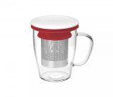 Kubek z zaparzaczem do herbaty 350 ml PAO Ming Infuser (biało-czerwony)