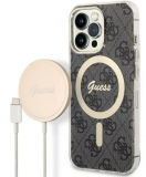 Etui do iPhone 13 Pro Guess 4G Gold Black Magsafe + Charger - czarne