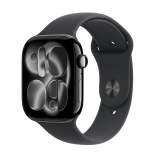 Apple Watch S11 46mm aluminium w kolorze onyks z paskiem sportowym w kolorze czarnym M/L