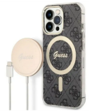 Etui do iPhone 13 Pro Guess 4G Gold Black Magsafe + Charger - czarne