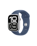 Apple Watch S10 46mm aluminium w kolorze srebrnym z paskiem sportowym w kolorze denim M/L