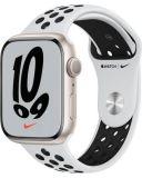 Apple Watch Nike 7 45mm aluminium w kolorze księżycowej poświaty z paskiem sportowym Nike w kolorze czystej platyny czarnym