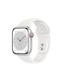 Apple Watch Series 8 + Cellular 45mm aluminium w kolorze srebrnym z paskiem sportowym w kolorze białym